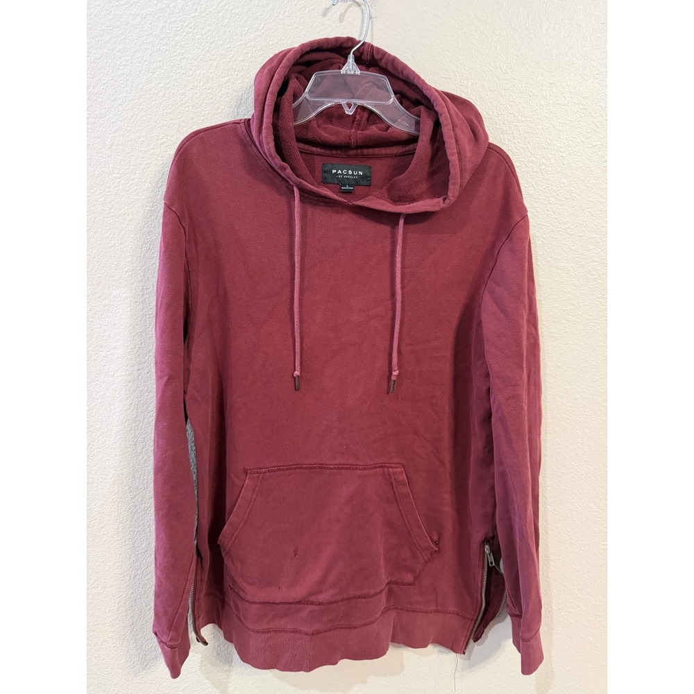 PacSun Side‎ Zip Hoodie Women L Burgundy Good French Terry Pullover